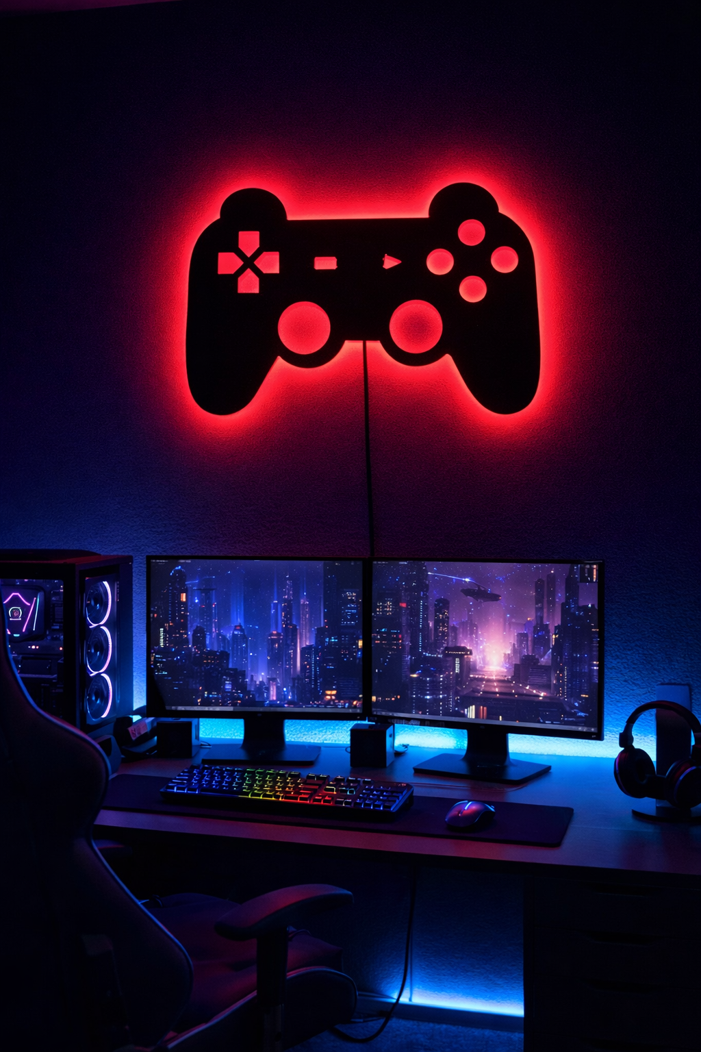 Gaming Controller Neon Wall Light – Gamer Room Wall Art Game room