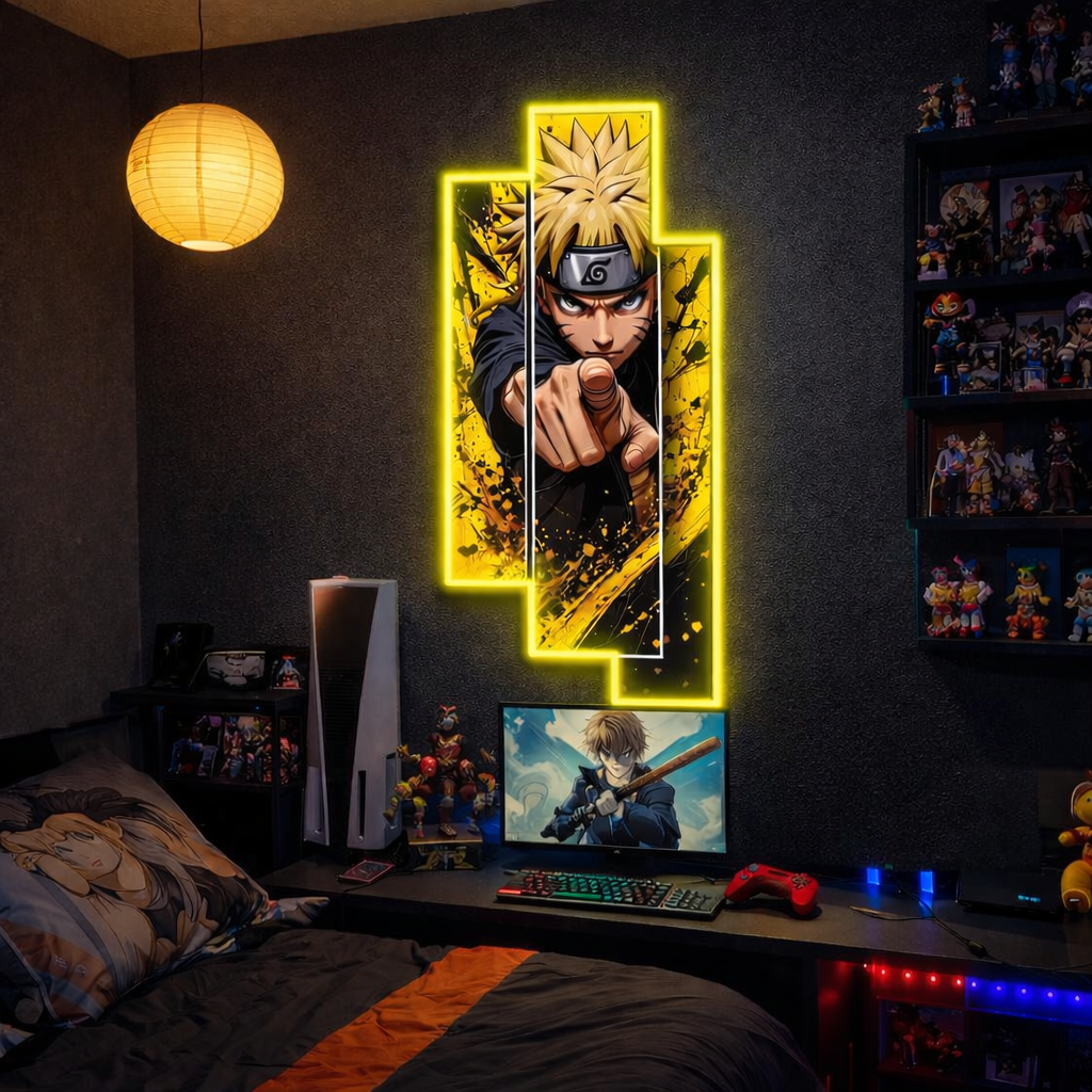 Naruto Yellow Neon Anime Wall Art – LED Ninja Game Room Decor | Neon Signs India — Image 1