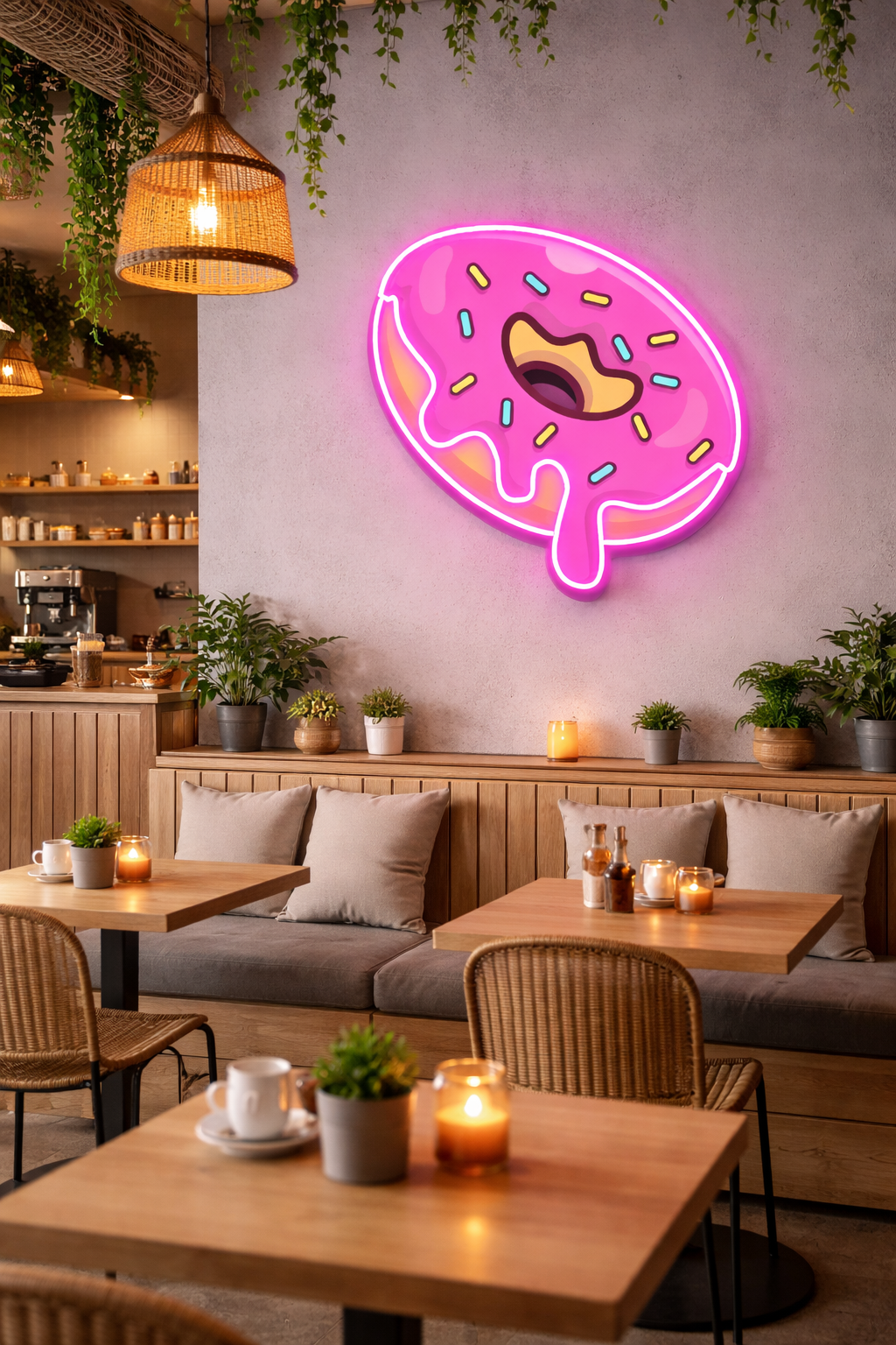 Sweet Drip Donut LED Neon Wall Sign – Pink Dessert Glow Art | Neon Signs India — Image 1
