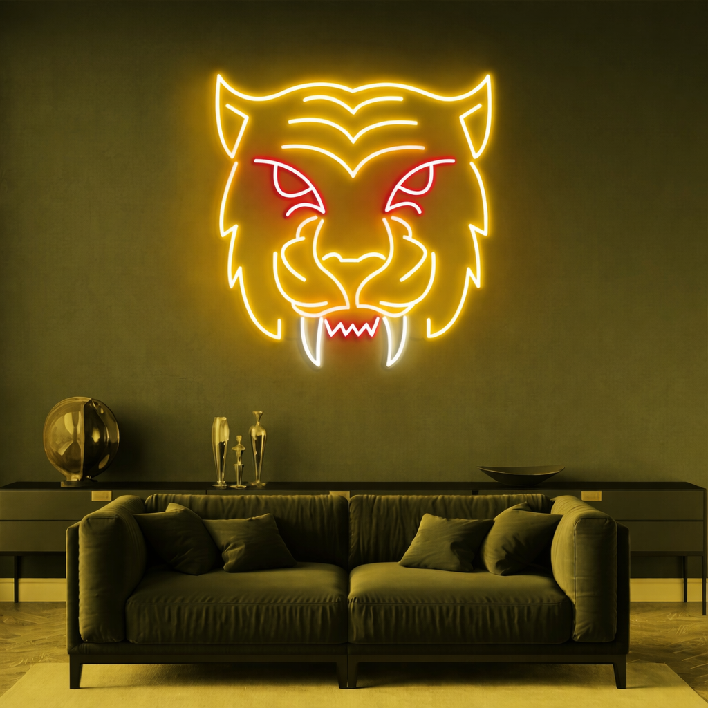 Tiger Roar Neon LED Wall Sign – Bold Animal Neon Art for Home Game Room