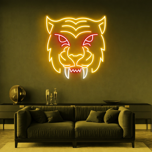 Tiger Roar Neon LED Wall Sign – Bold Animal Neon Art for Home Game Room