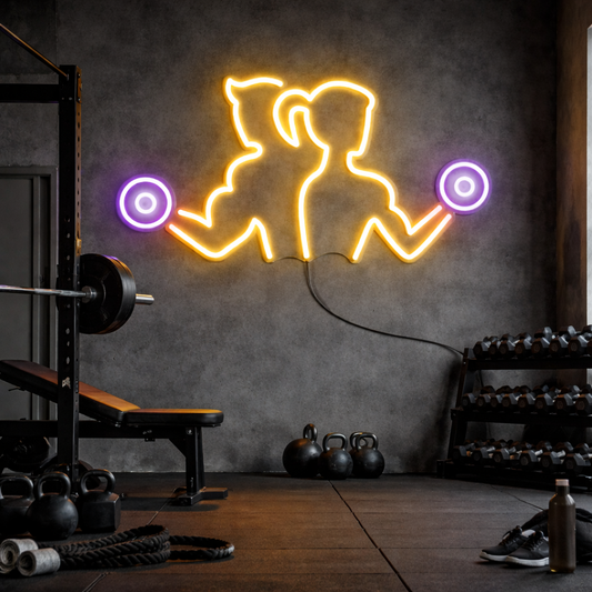 DUO Workout Neon LED Sign – Fitness Wall Art for Gym & Home Decor
