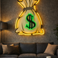 Money Bag LED Neon Sign – Hustle & Wealth Wall Art | Neon Signs India — Image 1