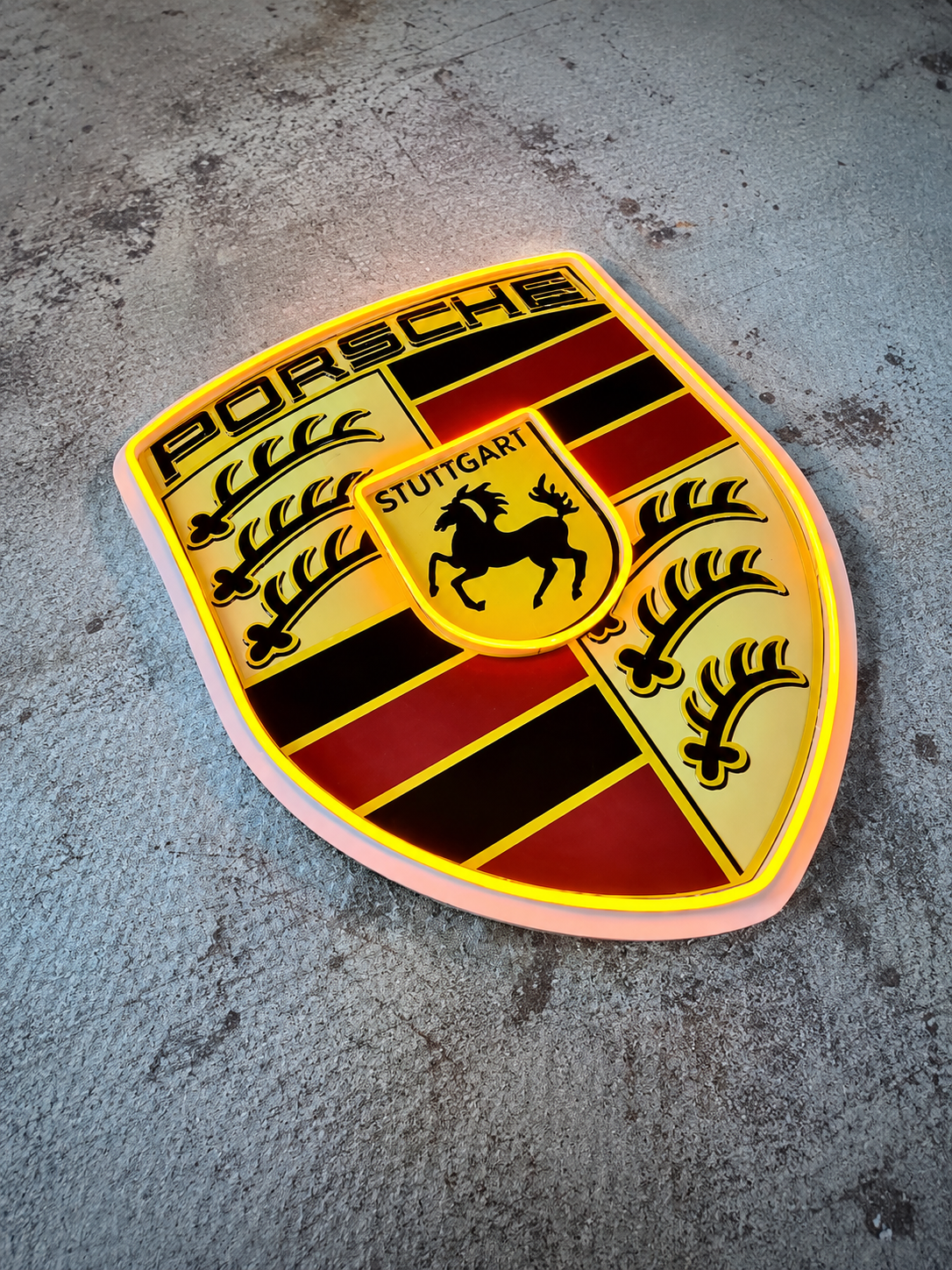 Porsche Crest UV Print Neon Sign