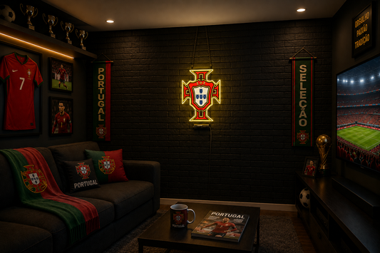 Portugal FPF Neon Wall Sign – LED Football Neon Light for Gaming Room & Sports Decor