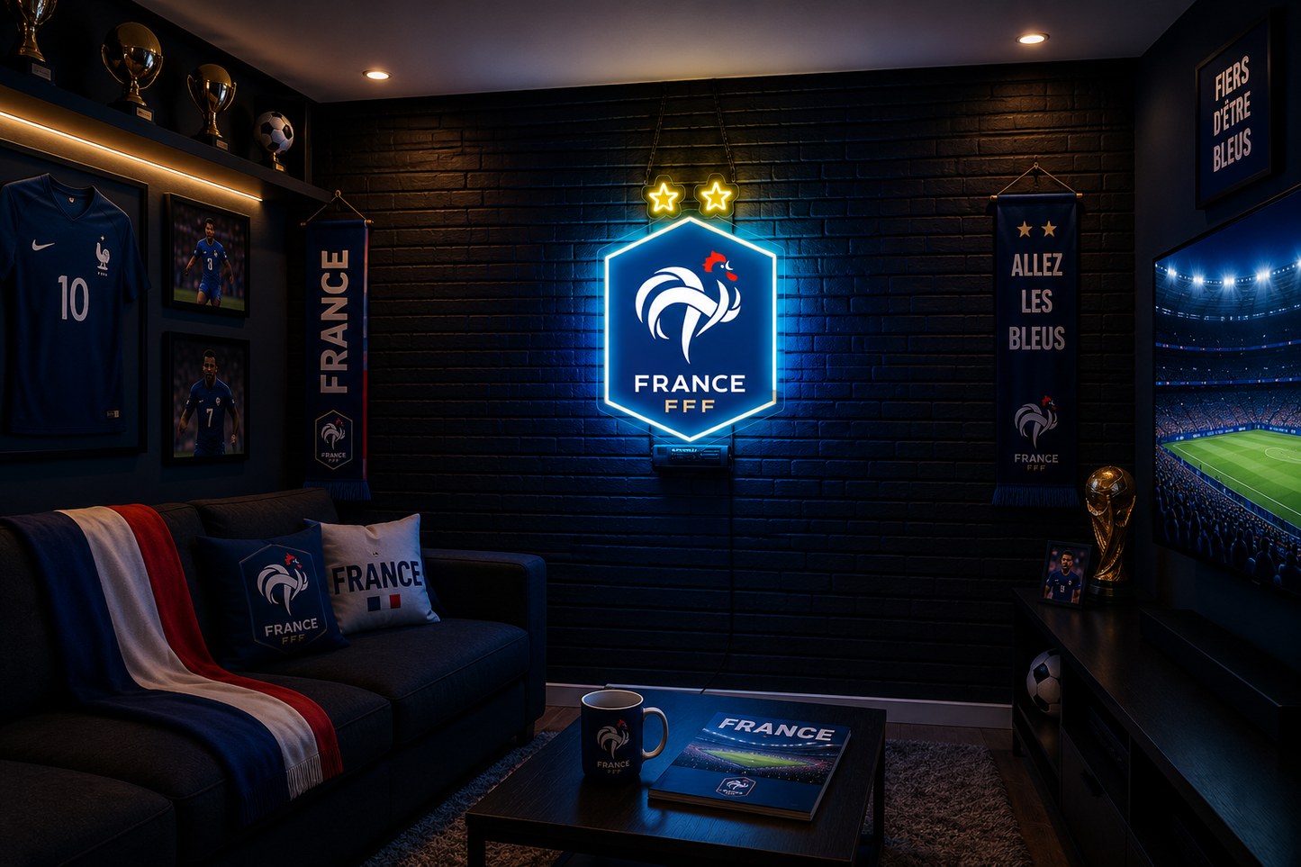 France FFF Neon Sign – LED Football Wall Light for Gaming Room & Sports Decor