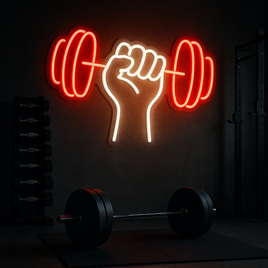 Dumbbell Fist Neon Sign – Gym Motivation LED Neon Light