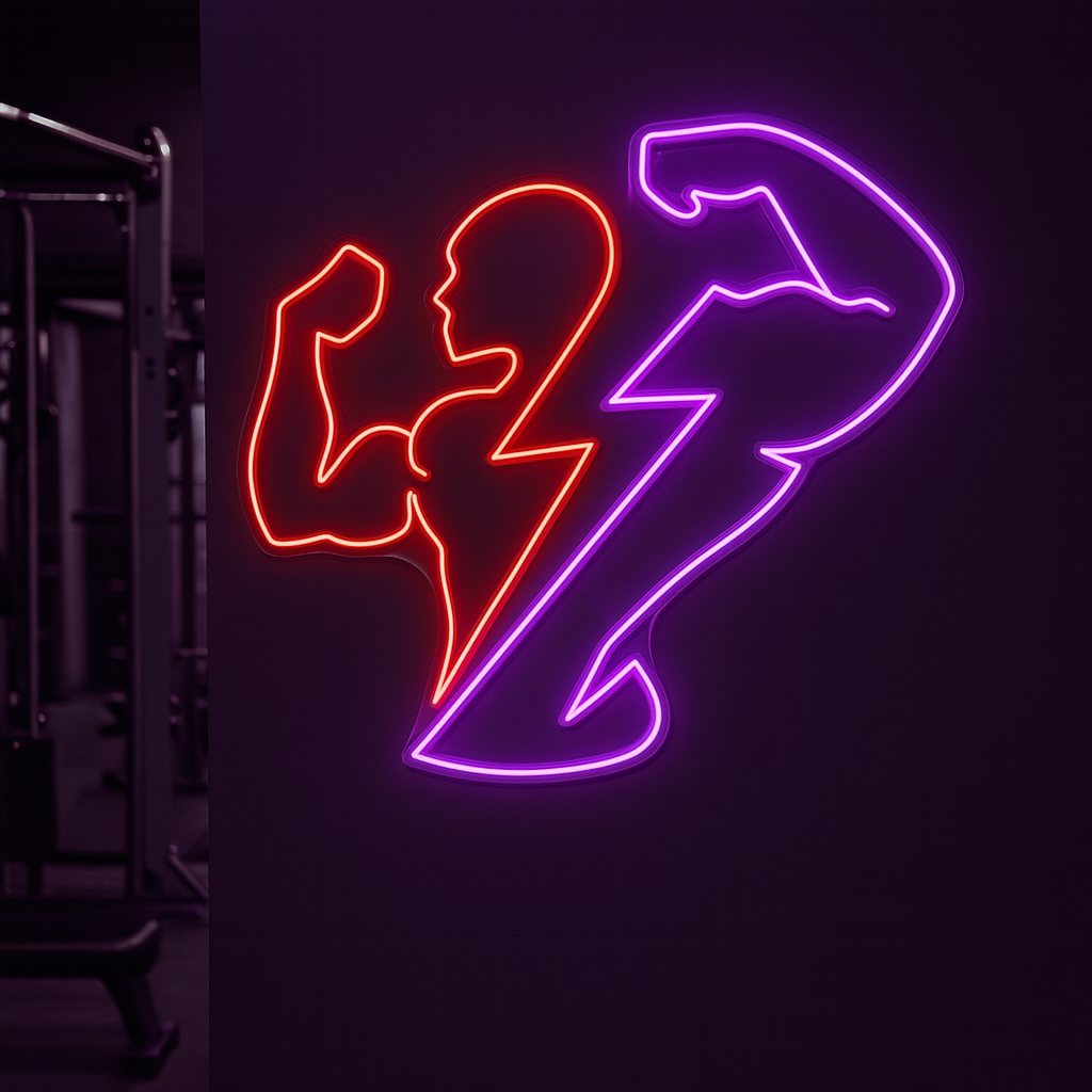 Power Builder Flex Neon Sign – LED fitness Gym Wall Light