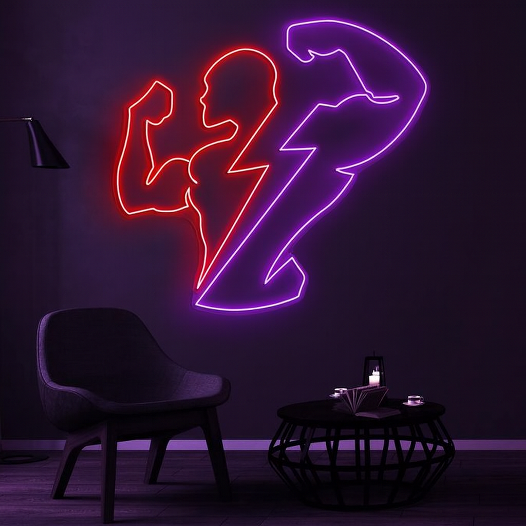 Power Builder Flex Neon Sign – LED fitness Gym Wall Light