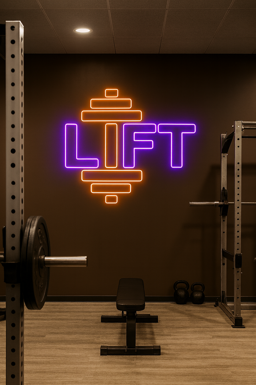 LIFT Dumbbell Neon Sign – Gym Wall LED Light | Fitness Room Decor