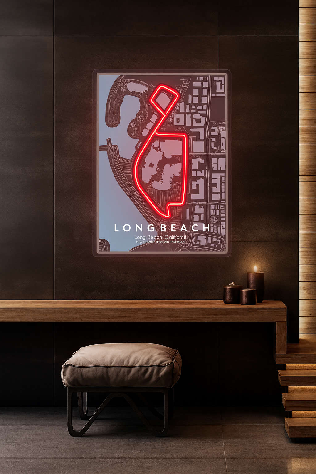 Long Beach Street F1 Circuit Map – LED Neon Wall Art