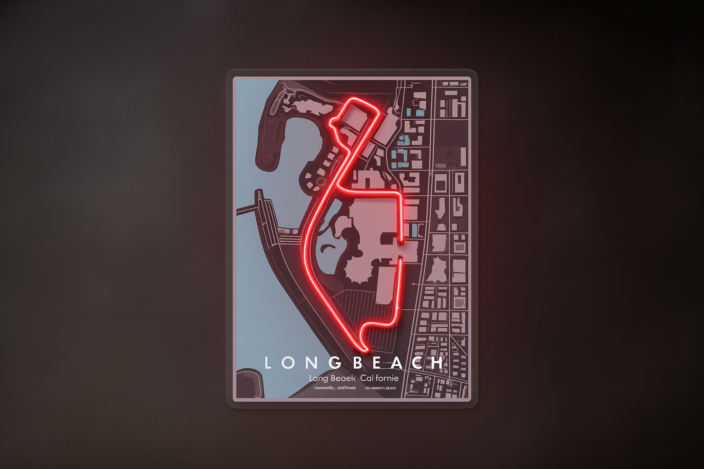 Long Beach Street F1 Circuit Map – LED Neon Wall Art