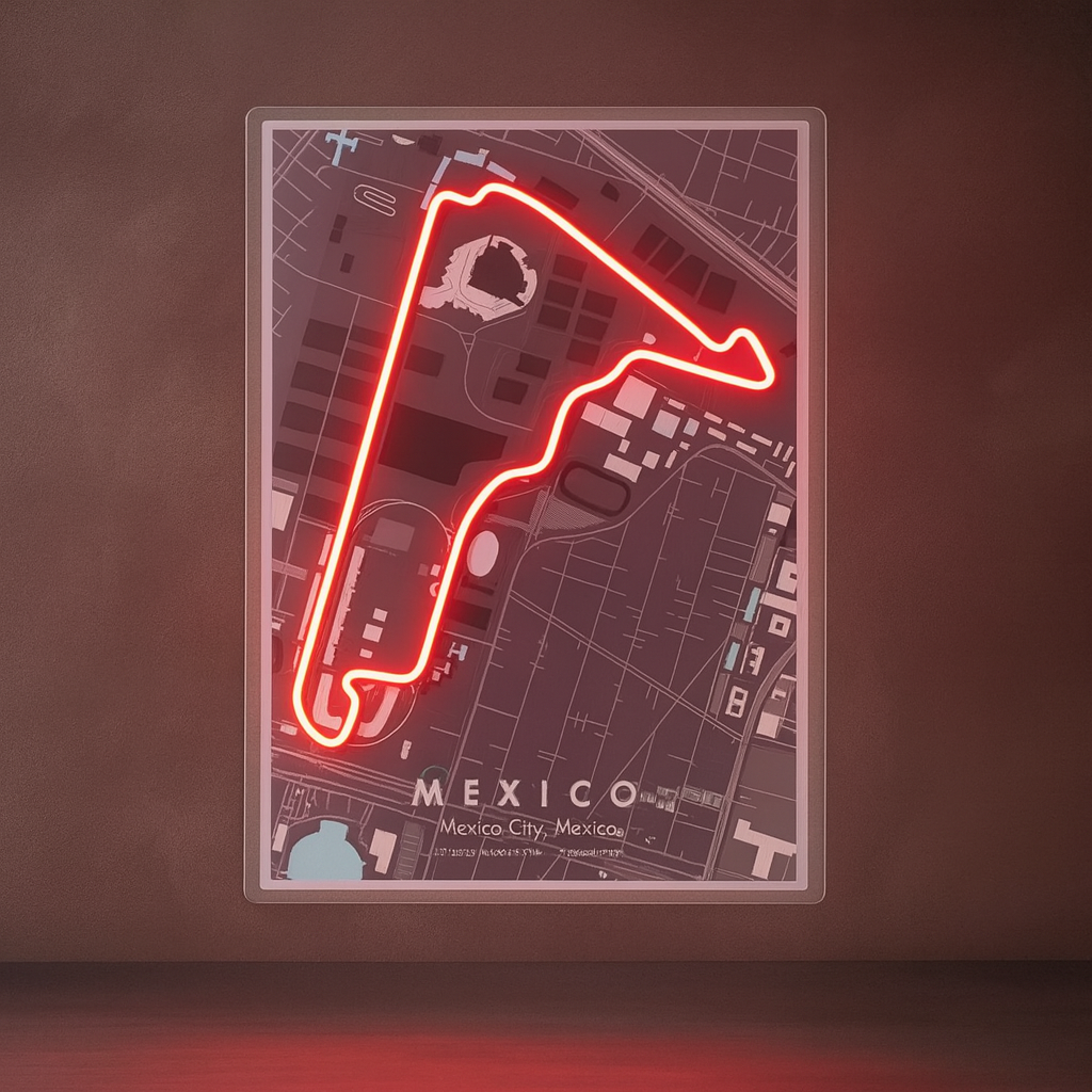 Mexico City Grand Prix F1 Circuit Map – LED Neon Wall Art