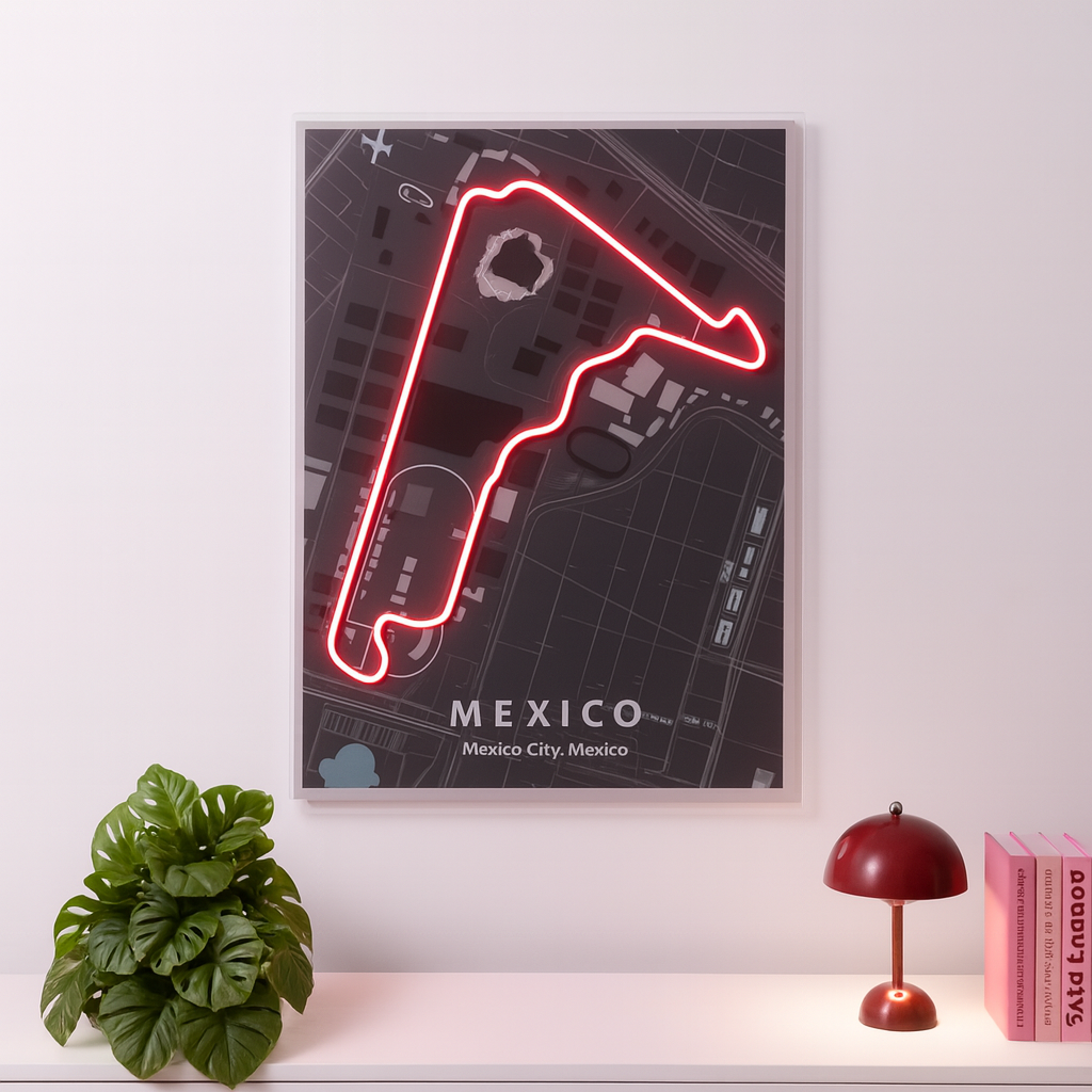 Mexico City Grand Prix F1 Circuit Map – LED Neon Wall Art