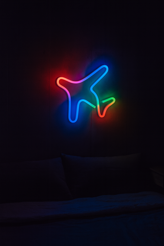 Airplane Floro Colour  Neon Sign (10x12 inches)