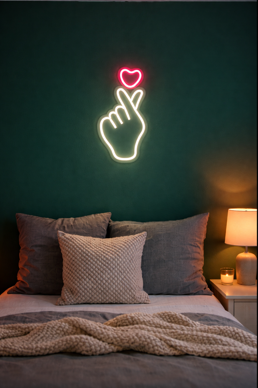 BTS Hand K-Pop Heart Hand neon light (6x12 inches)