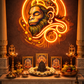 Divine Hanuman Neon Art – Radiant Orange Spiritual Wall Decor