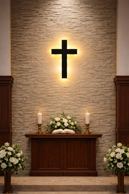 Illuminated Cross Wall Light – Minimal LED Christian Wall Decor for Home & Prayer Room