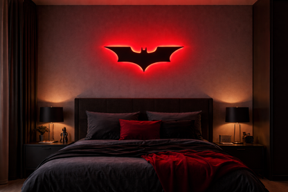 Batman Logo Neon Wall Light – Iconic Superhero LED Wall Art Game room With color changing app controlled LED.
