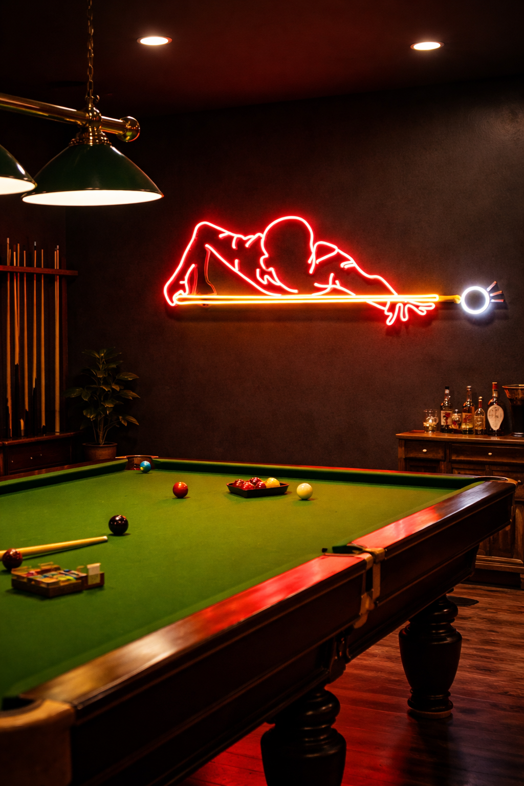 Snooker Player Motion Neon Wall Sign – Billiards Game Room LED Art( 36*12 inch )