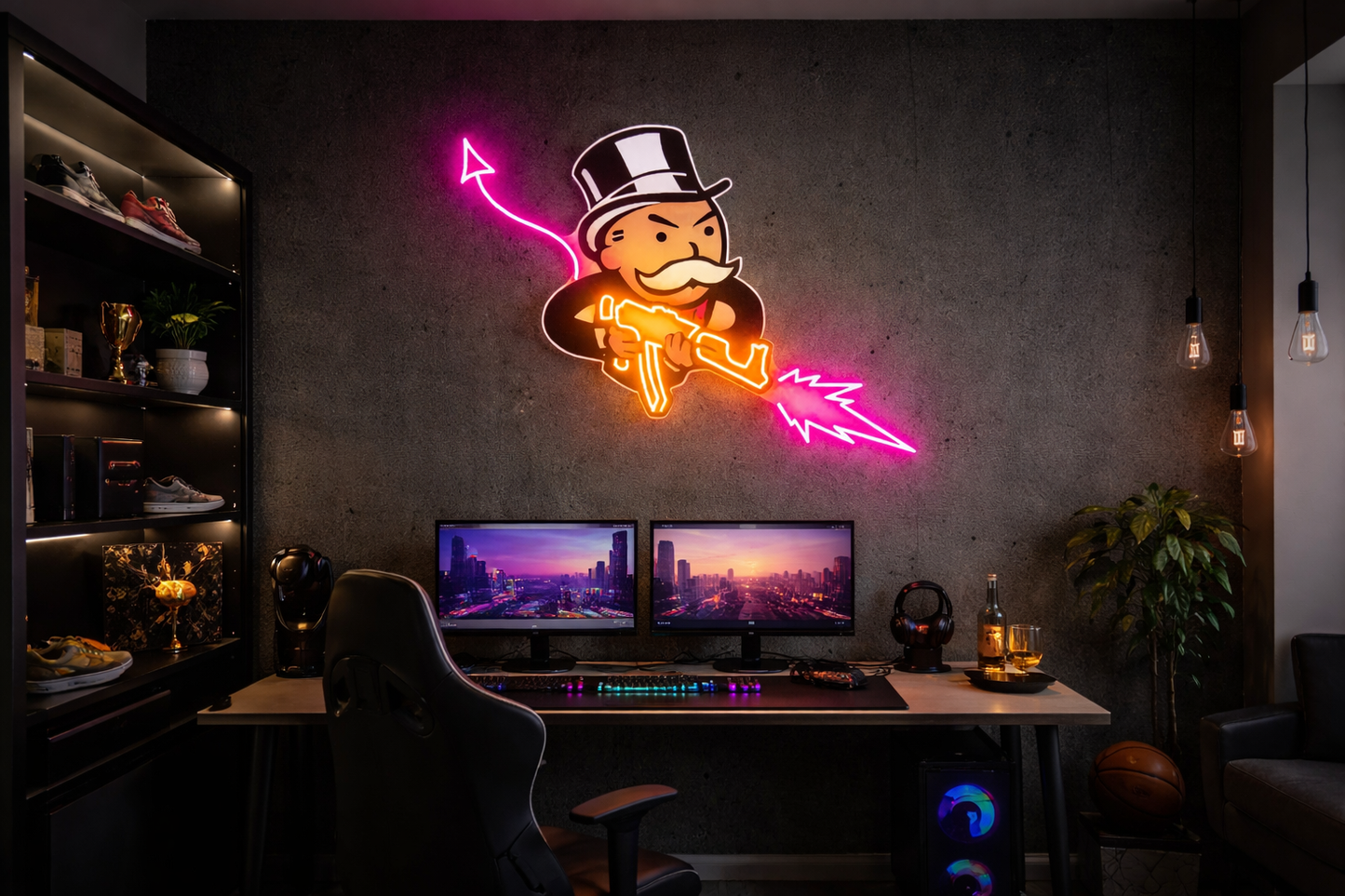 Money Tycoon Neon Wall Art – Gangster Monopoly Style LED Neon Sign