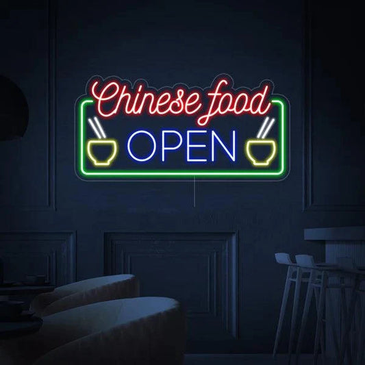 Chinese Food OPEN Neon Sign Board