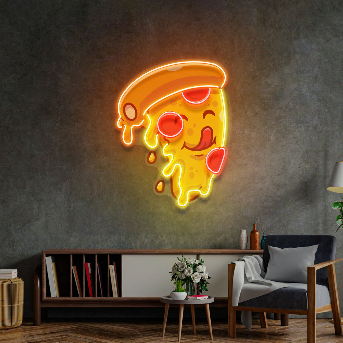 Cute Pizza Slice Pop Art LED Neon Sign