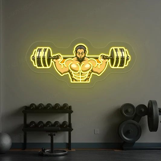Power Lifter Neon Wall Light – Ultimate Gym Motivation Sign