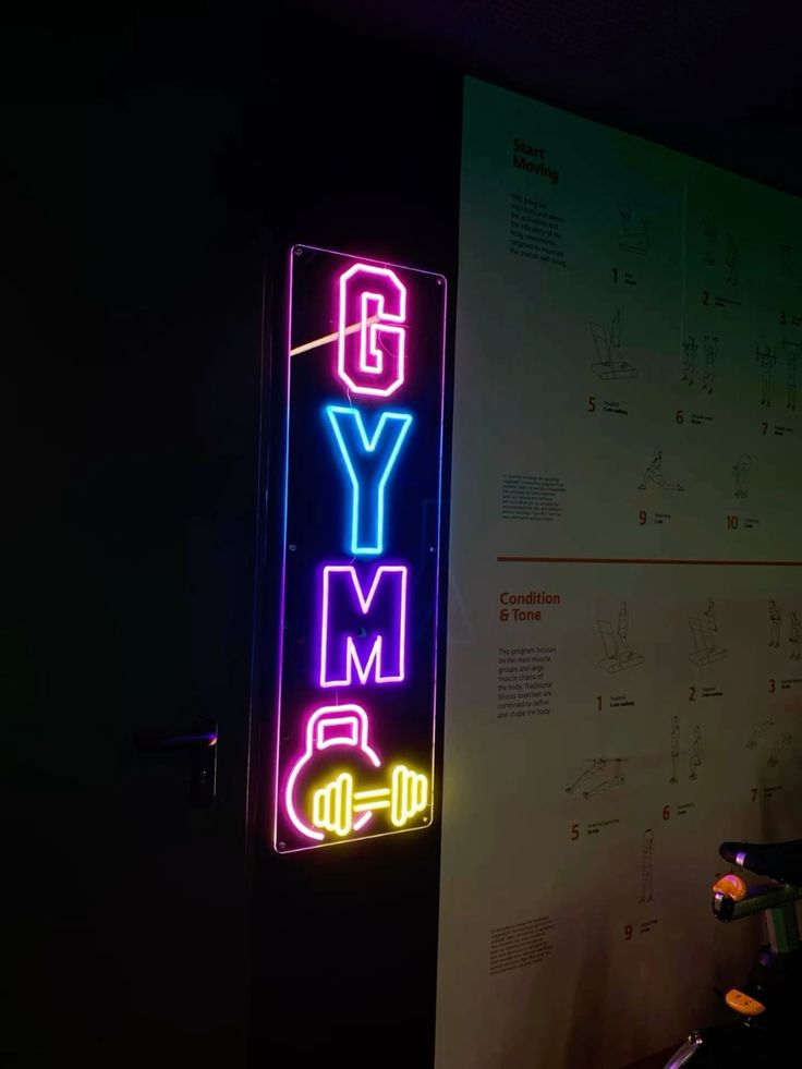 Vertical Neon GYM Sign – LED Wall Light for Fitness Studios & Home Gym