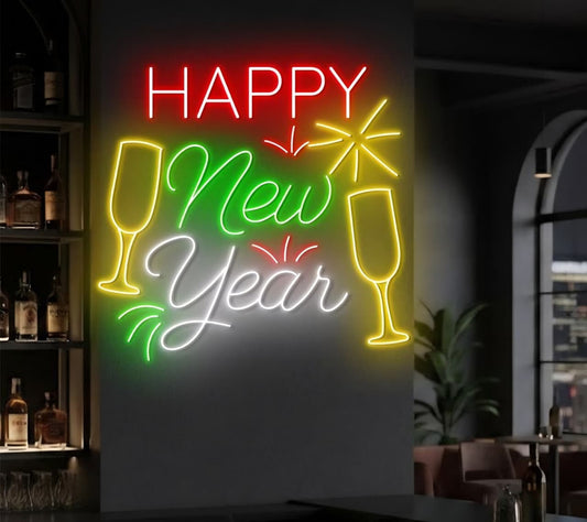 "Happy New Year" LED Neon Sign – The Ultimate NYE Party Backdrop