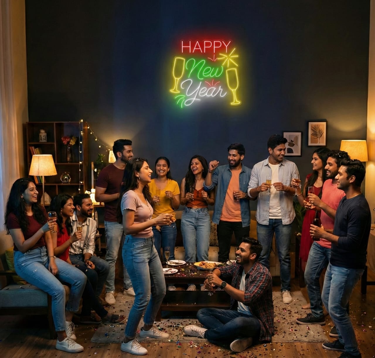 "Happy New Year" LED Neon Sign – The Ultimate NYE Party Backdrop