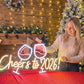 Happy new year "Cheers to 2026!" LED Neon Sign with Wine Glasses (15x36 inches)
