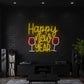 "Happy New Year" LED Neon Sign with Wine Glasses