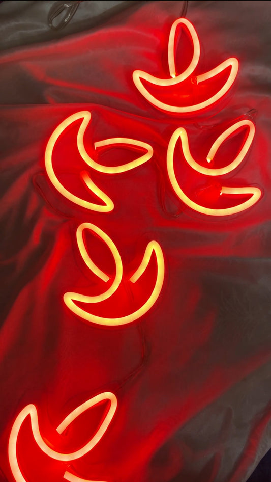 Happy Diwali Diya neon sign (3" Size X 5 Diyas)