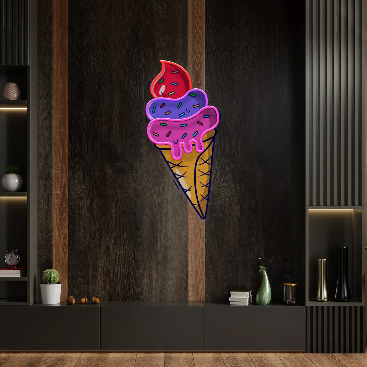 Ice Cream Cone Cartoon Pop Art LED Neon Sign