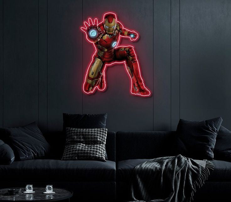 Iron Avenger Neon Wall Light – Superhero LED Art Sign