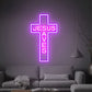 Jesus Saves Neon Cross Light – Purple LED Neon Sign for Church, Prayer Hall & Christian Wall Décor