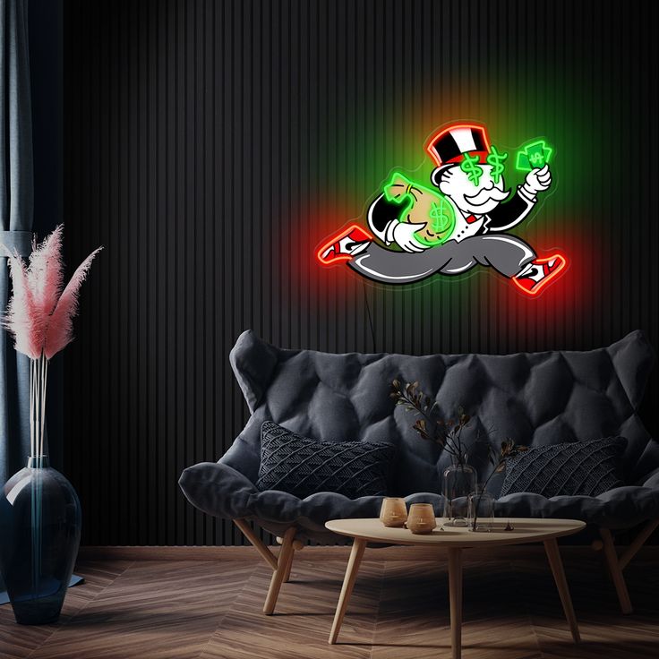 Money Runner Neon Wall Art – Monopoly Style Hustle LED Neon Sign