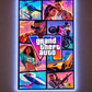GTA VI comic poster vertical LED neon wall art with white neon border
