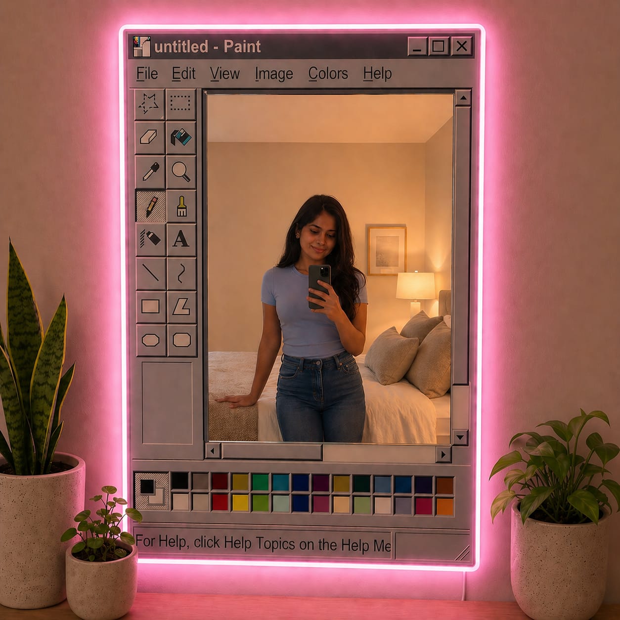 Mirror Neon Sign Paint - Pink