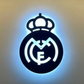 Real Madrid Blue Glow LED Neon Wall Light – Premium Football Logo Decor