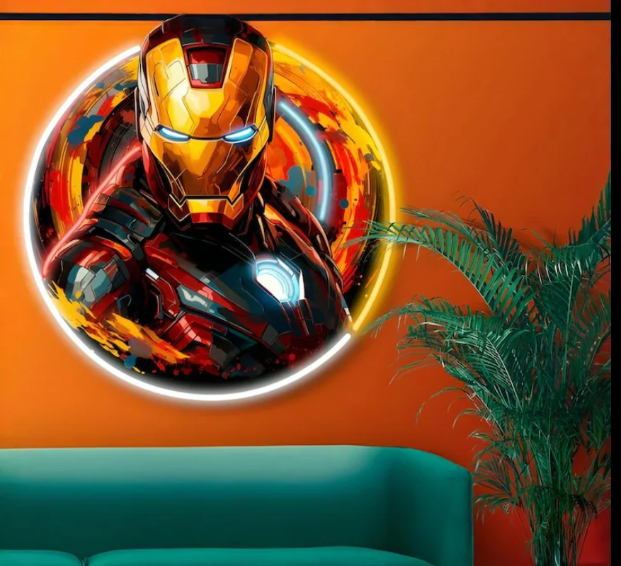Iron Man Arc Reactor Neon Wall Art – Marvel Superhero LED Decor Game Room