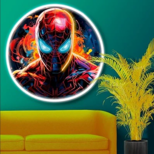 Spider Hero Neon Glow Wall Art – LED Anime Superhero Light Sign