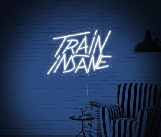 Train Insane Neon Sign – Motivational Gym LED Wall Light