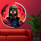 Galactic Masked Hero Neon Wall Art – Futuristic LED Circle Light