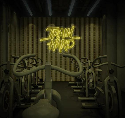 Train Hard Neon LED Sign – Motivational Gym Wall Light
