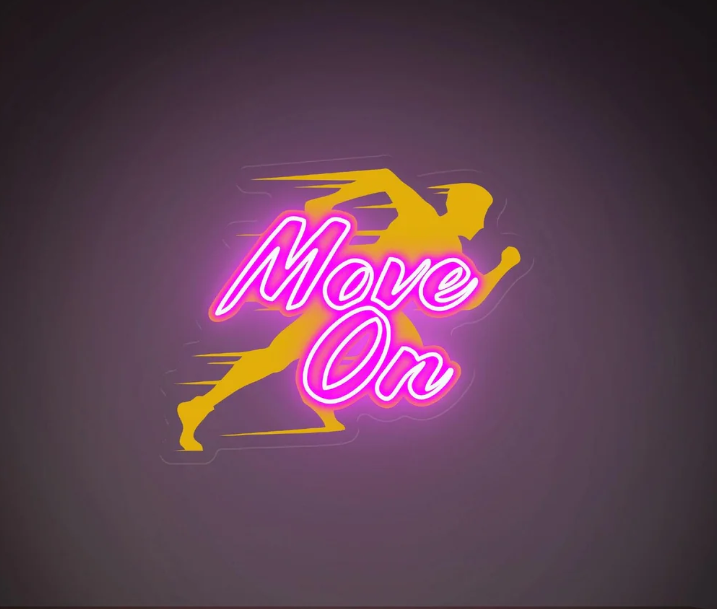 Move On  Uv Print Neon Wall Art – Motivational Runner LED Neon Sign | Neon Signs India — Image 1