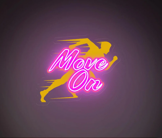 Move On  Uv Print Neon Wall Art – Motivational Runner LED Neon Sign | Neon Signs India — Image 1
