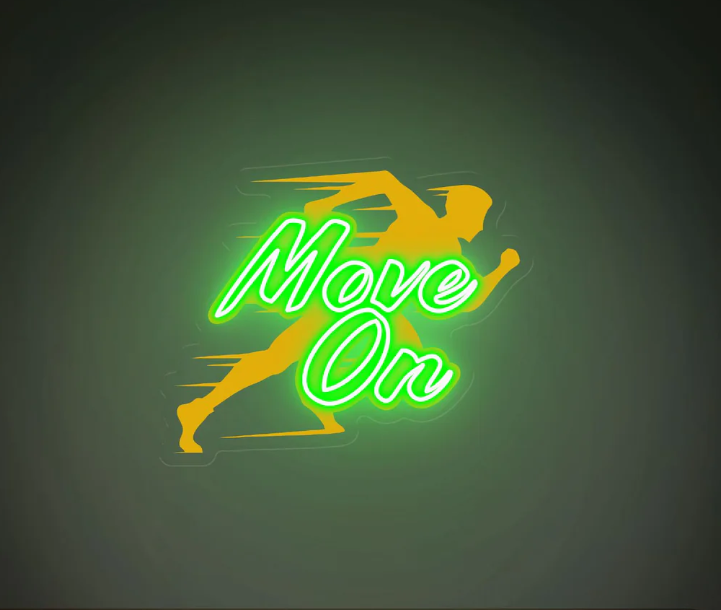 Move On  Uv Print Neon Wall Art – Motivational Runner LED Neon Sign | Neon Signs India — Image 2