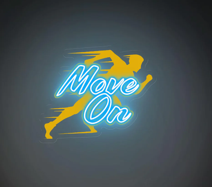 Move On  Uv Print Neon Wall Art – Motivational Runner LED Neon Sign | Neon Signs India — Image 4